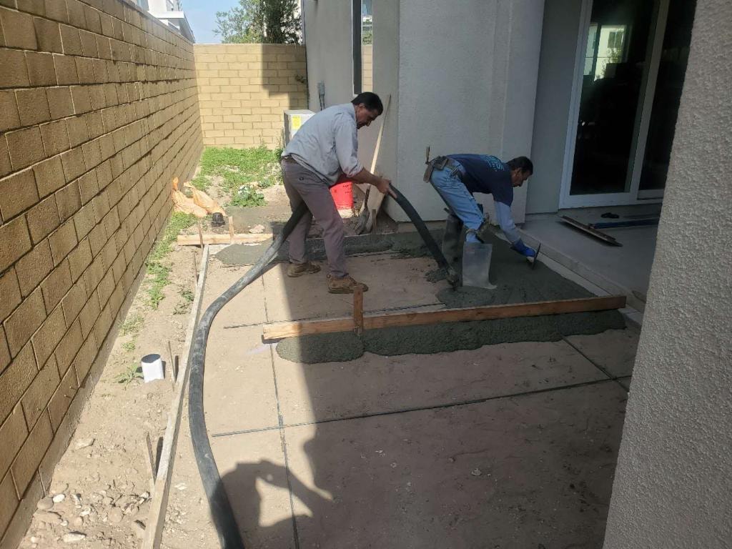 Backyard concrete slab installation and site preparation — Irvine CA