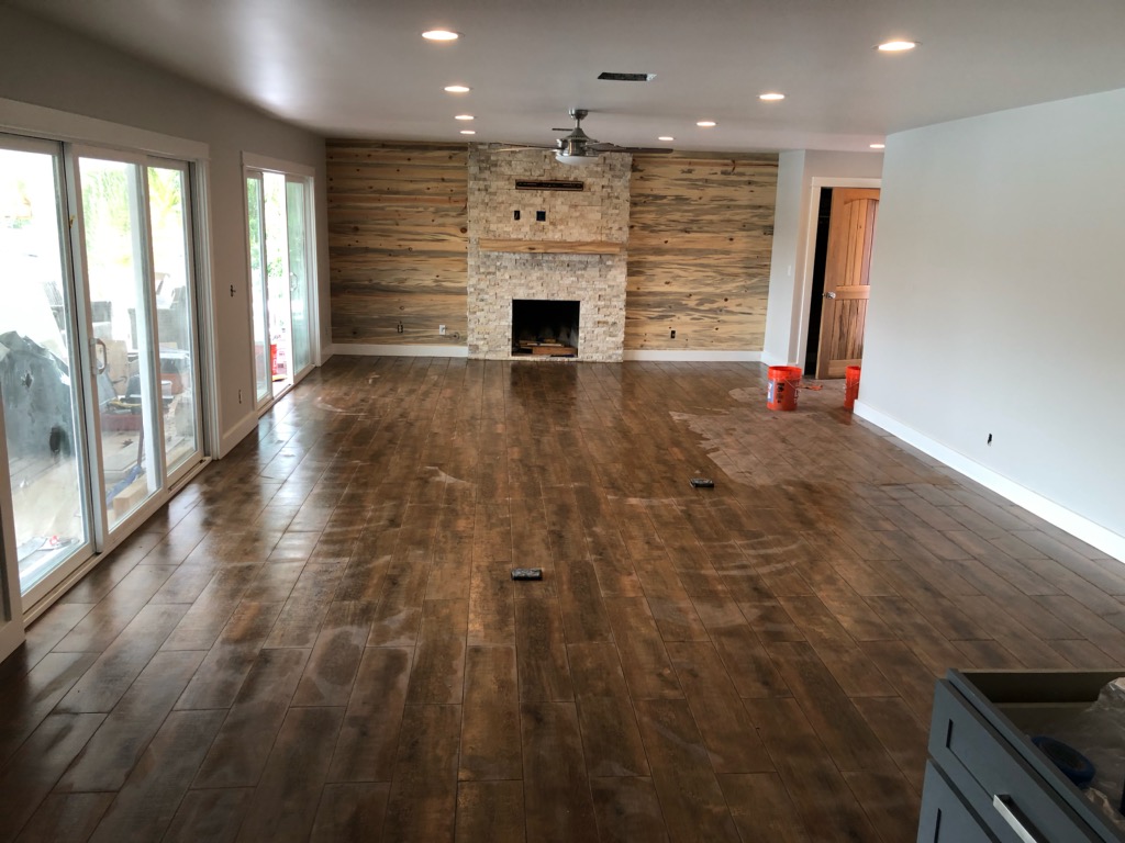 Completed open living room with finished fireplace — Orange County CA